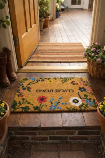 שטיח סף טבעי 40*60 - קוקוס "ברוכים הבאים" 4060144