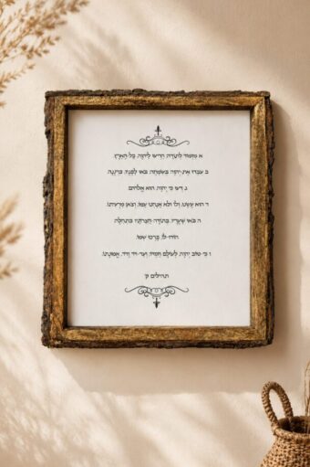 מסגרת עץ - ברכת מזמור לתודה 25*25
