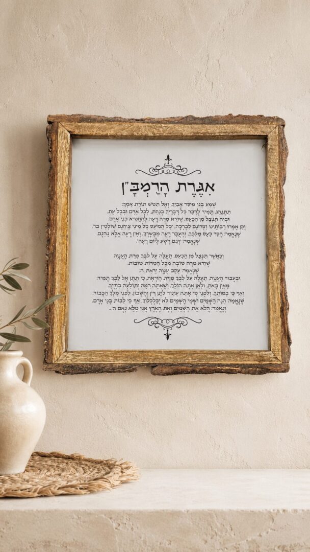 מסגרת עץ - ברכת אגרת הרמבן 25*25
