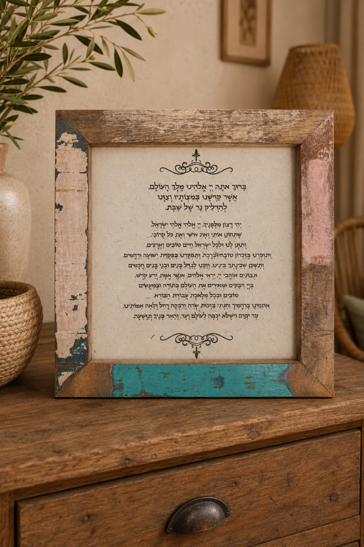 מסגרת עץ- הדלקת נרות של שבת 18x18